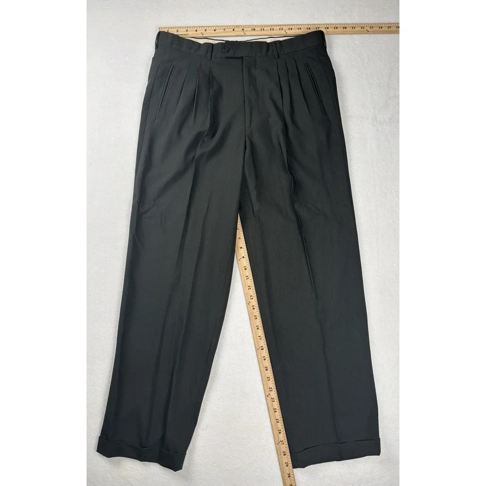 Galliani Reda Super 100 Wool‎ Pleated Dress Pants Italy Men's 36x30 Cuffed